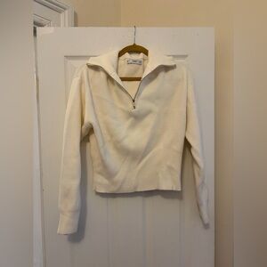 Mango Cream Ribbed Sweater Quarter Zip